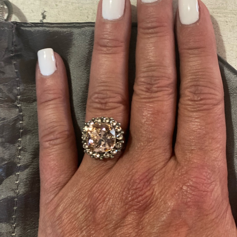 Sorrelli Silver and Pink Ornate Ring